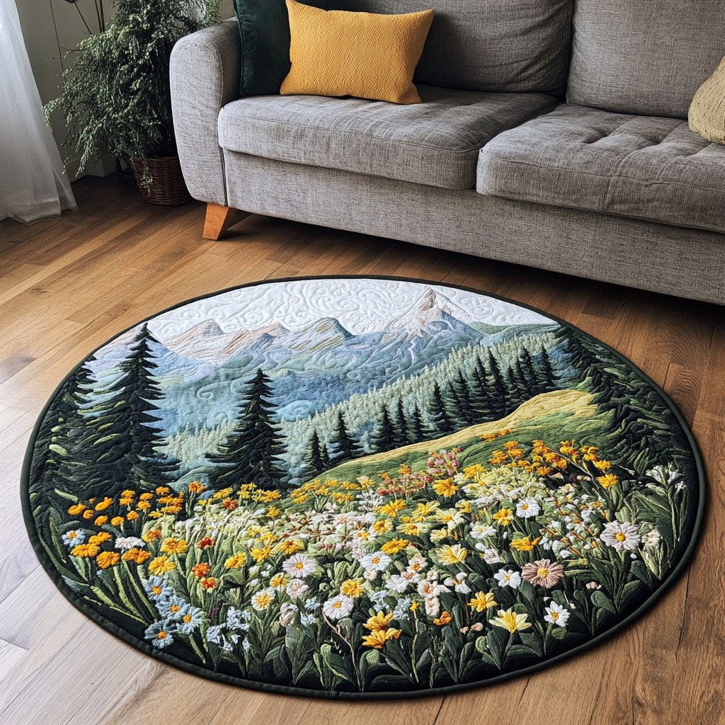 Calm Vista Round Mat Rug - washable non-slip printed rug
