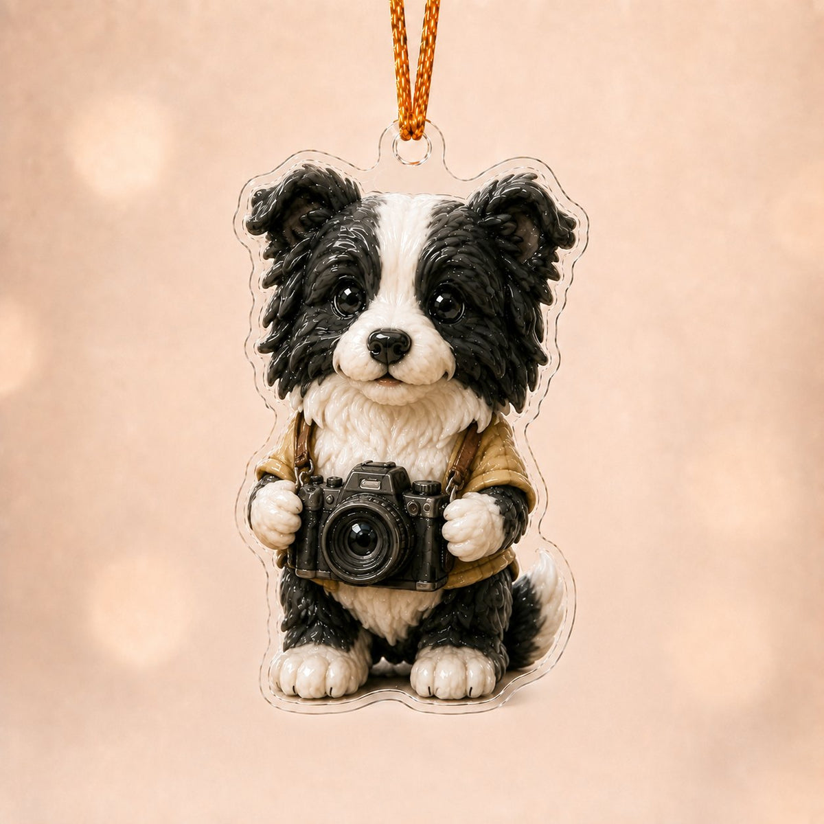 Camera Border Collie Adorable Christmas Ornament