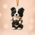 Camera Border Collie Adorable Christmas Ornament
