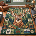 Camo Deer area rug in a living room