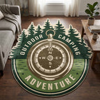 Camp Badge Custom Shape Area Rug - Nature Design | Die-Cut Non-Slip Rug - washable non-slip printed rug