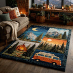 Camp Bliss area rug in a living room
