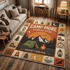 Camp Escape area rug in a living room