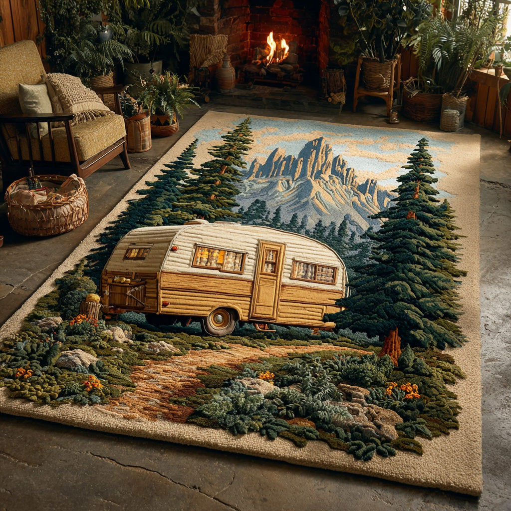 Camp Haven area rug in a living room