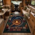 Camp Vibes area rug in a living room