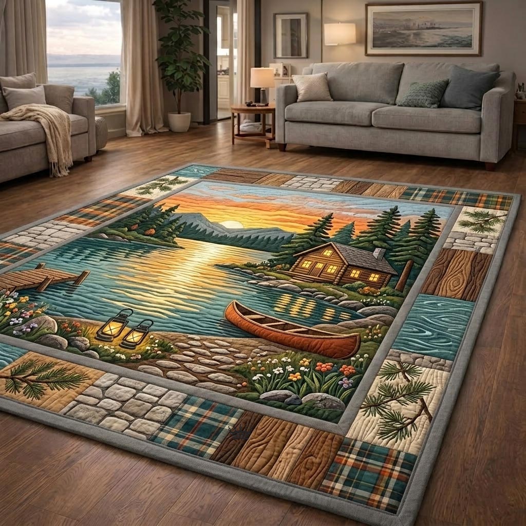 Camper Life area rug in a living room