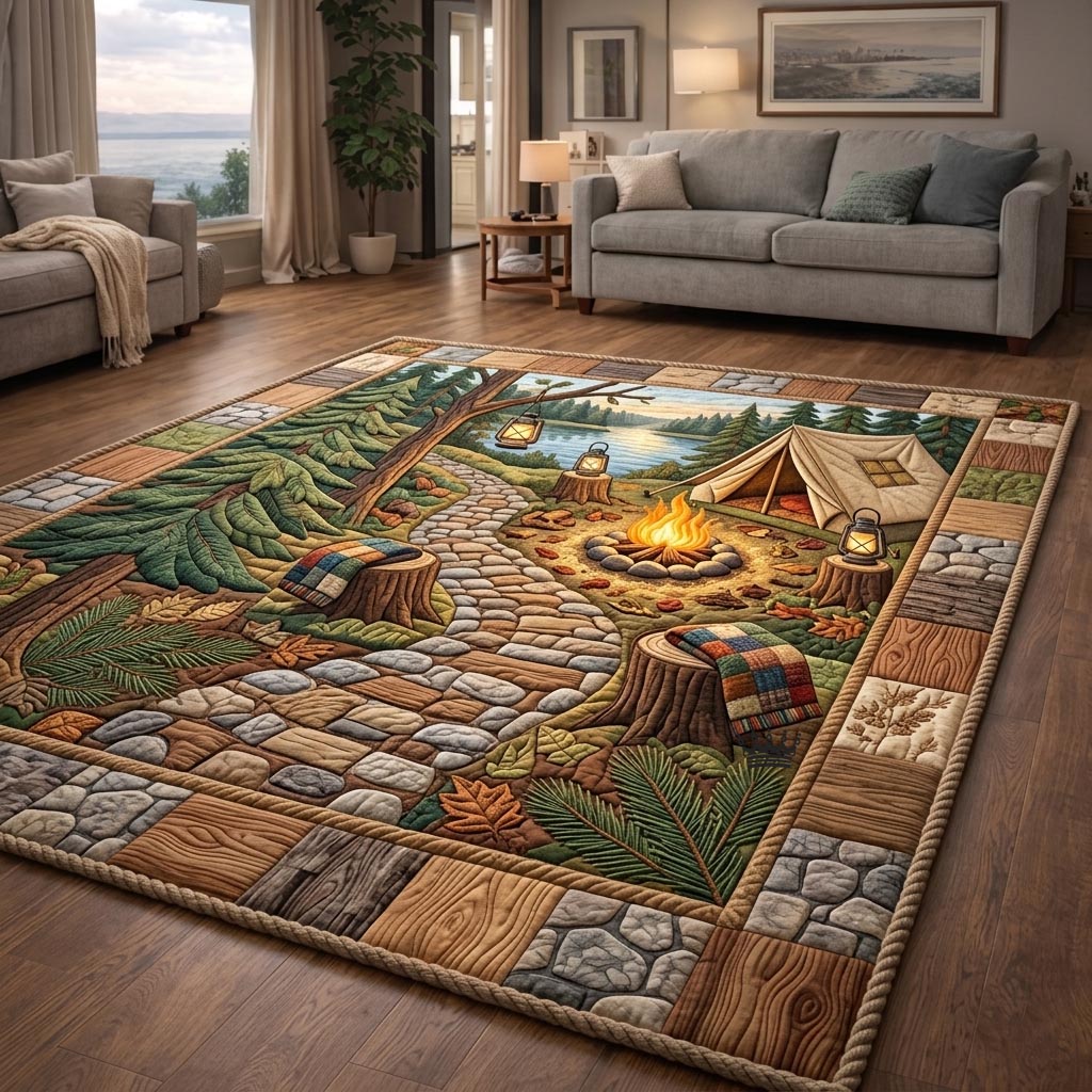 Camper Life area rug in a living room