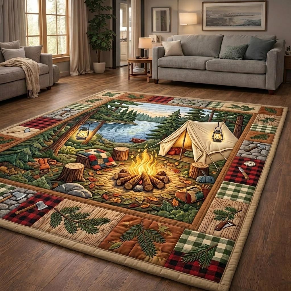 Camper Life area rug in a living room