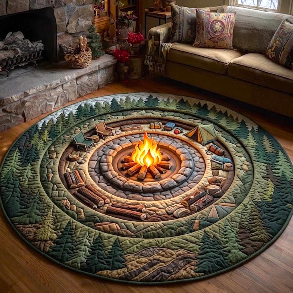 Camper Life Round Mat Rug - washable non-slip printed rug