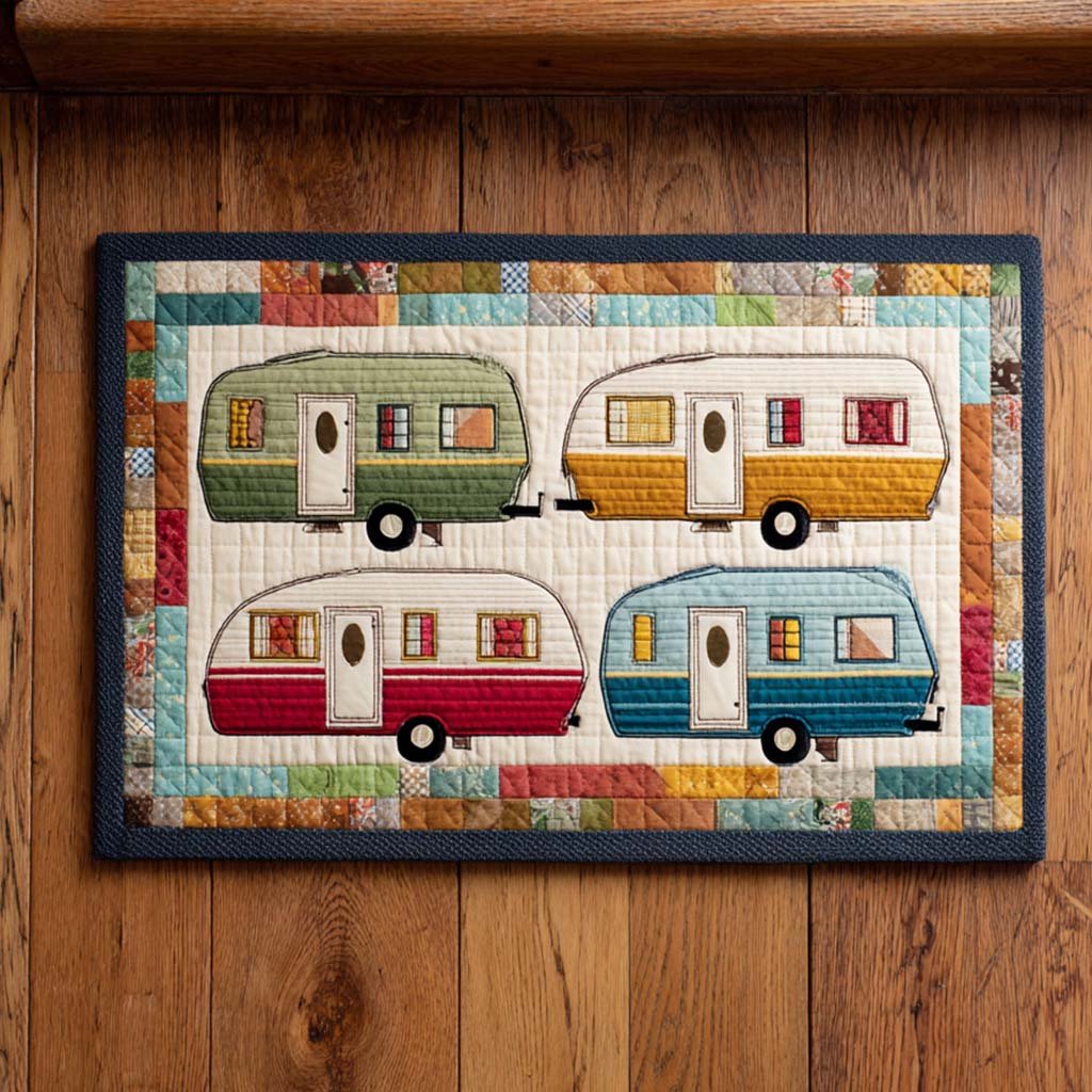 Camper Patchwork Doormat - Nature Design | Printed Welcome Doormat