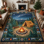 Campfire Beneath the Stars area rug in a living room