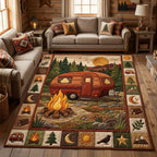 Campfire Camper area rug in a living room