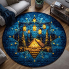 Campfire Glow Round Mat Rug - washable non-slip printed rug