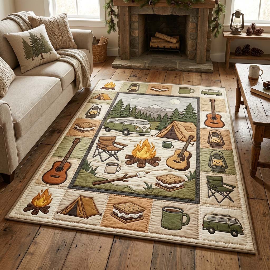 Campfire Memories area rug in a living room