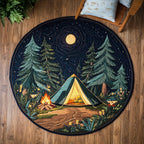 Campfire Nights Round Mat Rug - washable non-slip printed rug