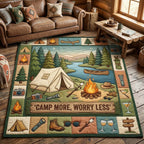 Camping Calm area rug in a living room