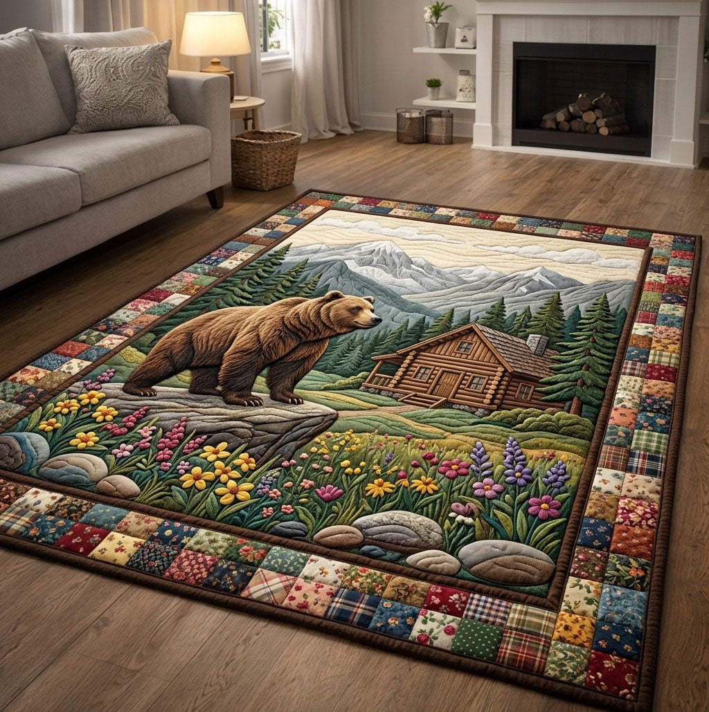 Camping Life area rug in a living room