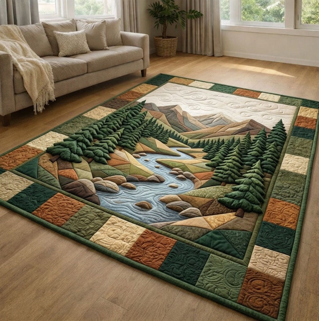 Camping Life area rug in a living room