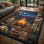 Camping Life area rug in a living room