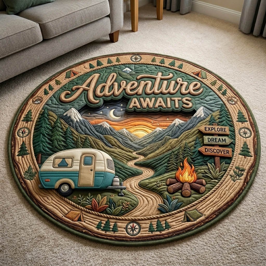 Camping Life Round Mat Rug - Nature Design | Serene Home Decor