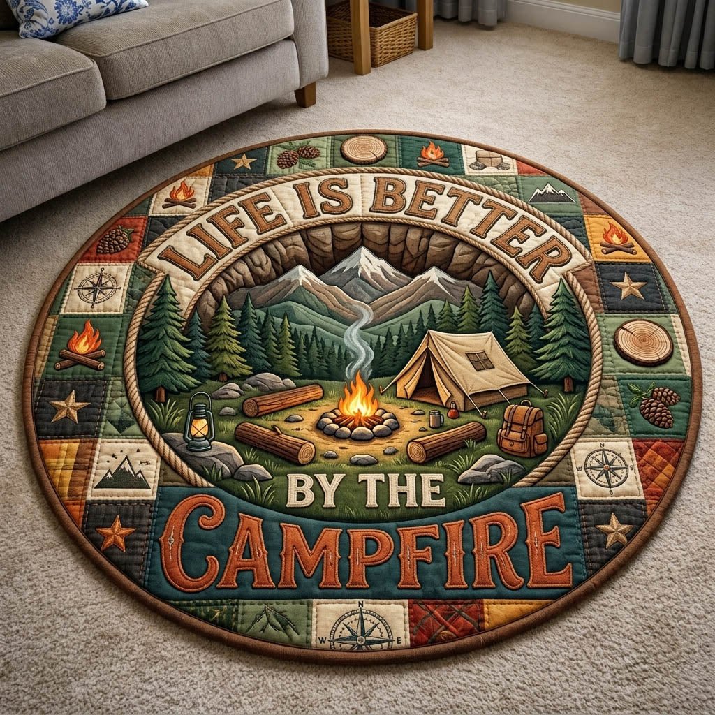 Camping Life Round Mat Rug - Nature Design | Serene Home Decor