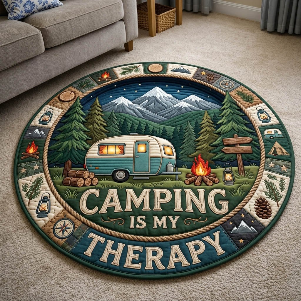 Camping Life Round Mat Rug - Nature Design | Serene Home Decor