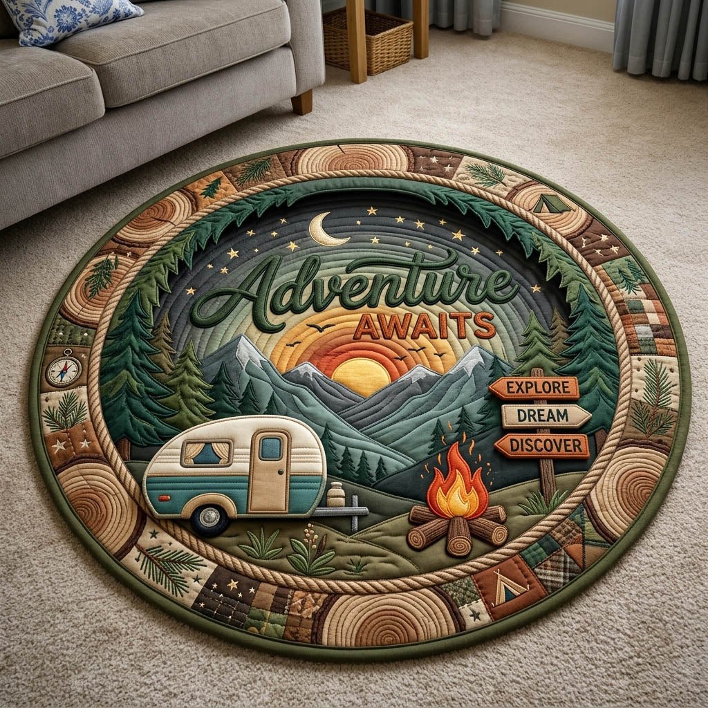 Camping Life Round Mat Rug - Nature Design | Serene Home Decor