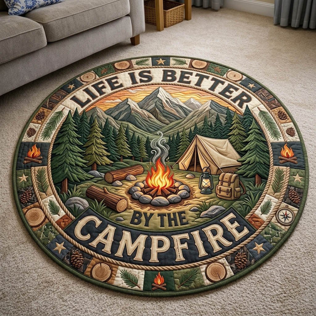 Camping Life Round Mat Rug - Nature Design | Serene Home Decor