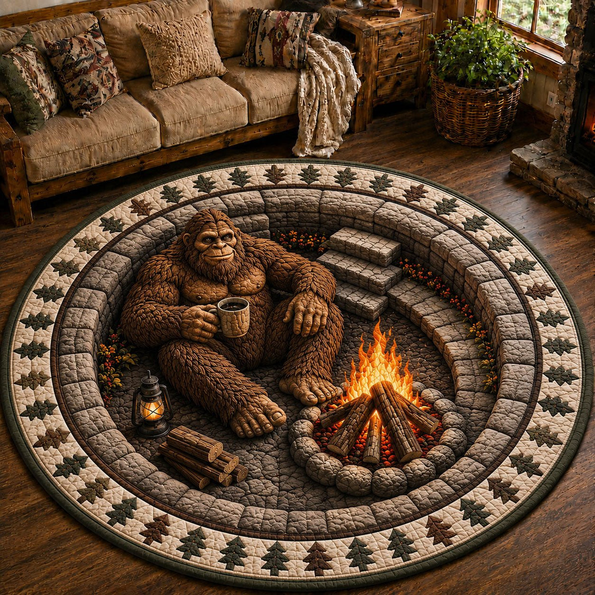 Camping Round Mat Rug - Nature Design | Serene Home Decor