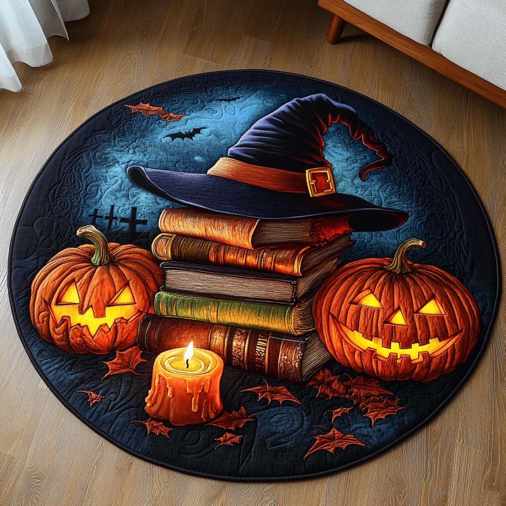 Candle Glow Round Mat Rug - washable non-slip printed rug