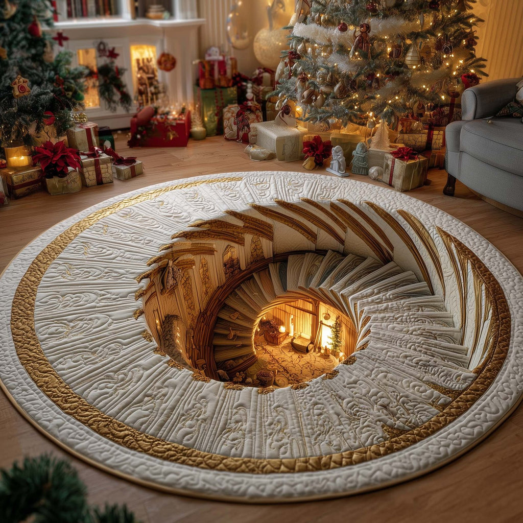 Candlelight Nativity Spiral Round Mat Rug - Nature Design | Serene Home Decor