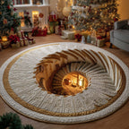Candlelight Nativity Spiral Round Mat Rug - washable non-slip printed rug