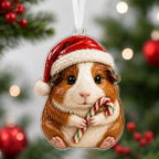 Candy Cane Christmas Guinea Pig Christmas Ornament