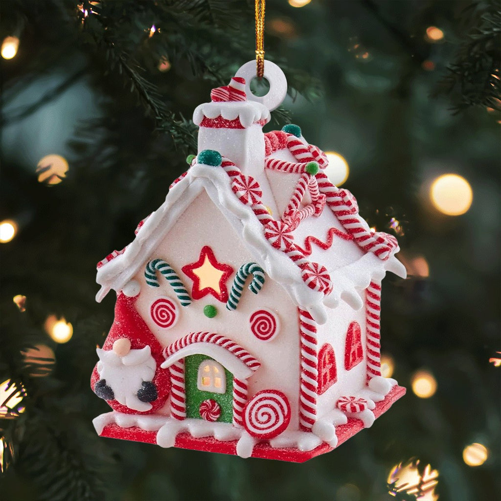Candy Cane Cottage Christmas Ornament