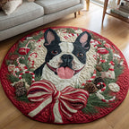 Candy Boston Terrier Round Mat Rug - washable non-slip printed rug