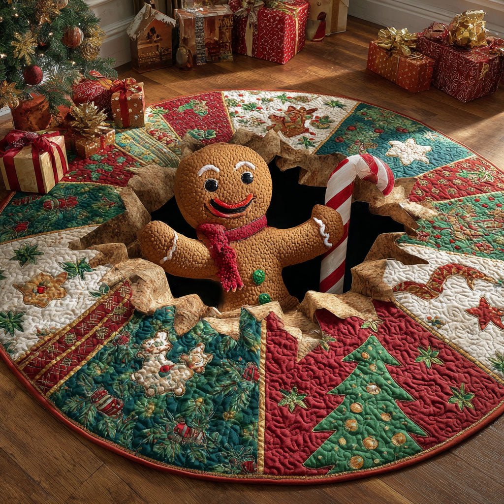Candy Cane Hug Round Mat Rug - washable non-slip printed rug