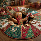 Candy Cane Hug Round Mat Rug - washable non-slip printed rug