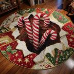 Candy Cane Twist Round Mat Rug - washable non-slip printed rug