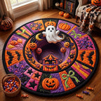 Candy Carnival Ghost Halloween Round Mat Rug - washable non-slip printed rug
