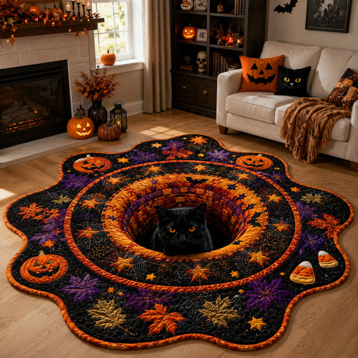Candy Corn Gaze Custom Shape Area Rug - Nature Design | Die-Cut Non-Slip Rug - washable non-slip printed rug