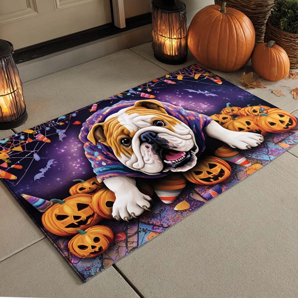 Candy Glow Bulldog Doormat - Cute Animal Design | Printed Welcome Doormat