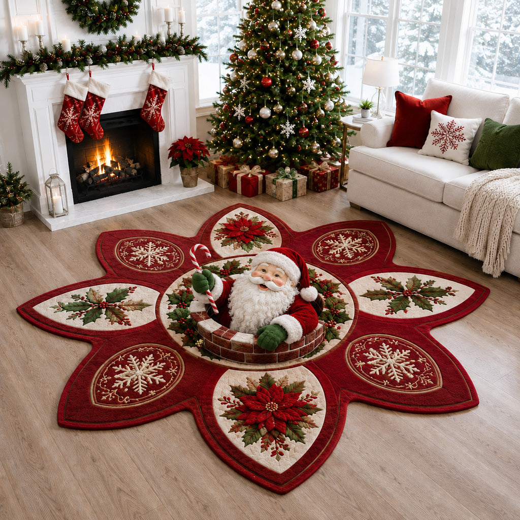 Candy Santa Claus Custom Shape Area Rug - Seasonal Design | Die-Cut Non-Slip Rug - washable non-slip printed rug