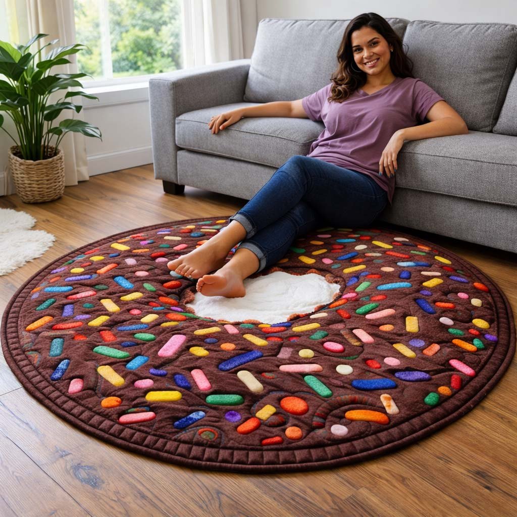 Candy Sprinkle Round Mat Rug - washable non-slip printed rug