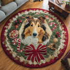 Canes Shetland Sheepdog Round Mat Rug - washable non-slip printed rug