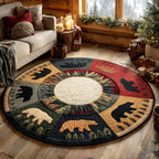 Canyon Bear Round Mat Rug - washable non-slip printed rug