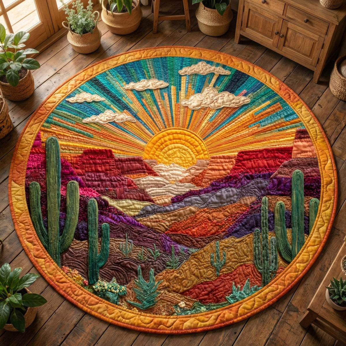 Canyon Light Round Mat Rug - washable non-slip printed rug