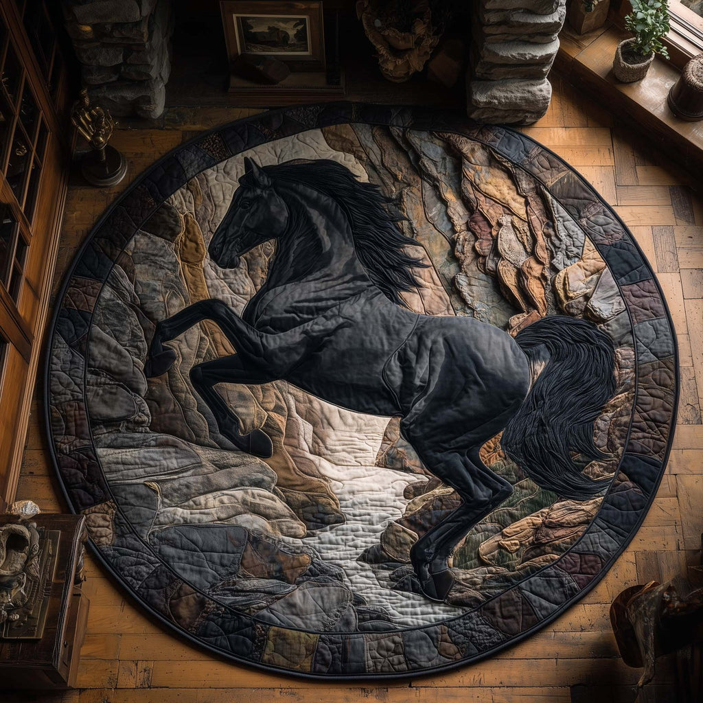 Canyon Shadow Horse Round Mat Rug - Cute Pet Design | Animal Printed Home Decor