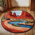Canyon Spirit Round Mat Rug - washable non-slip printed rug