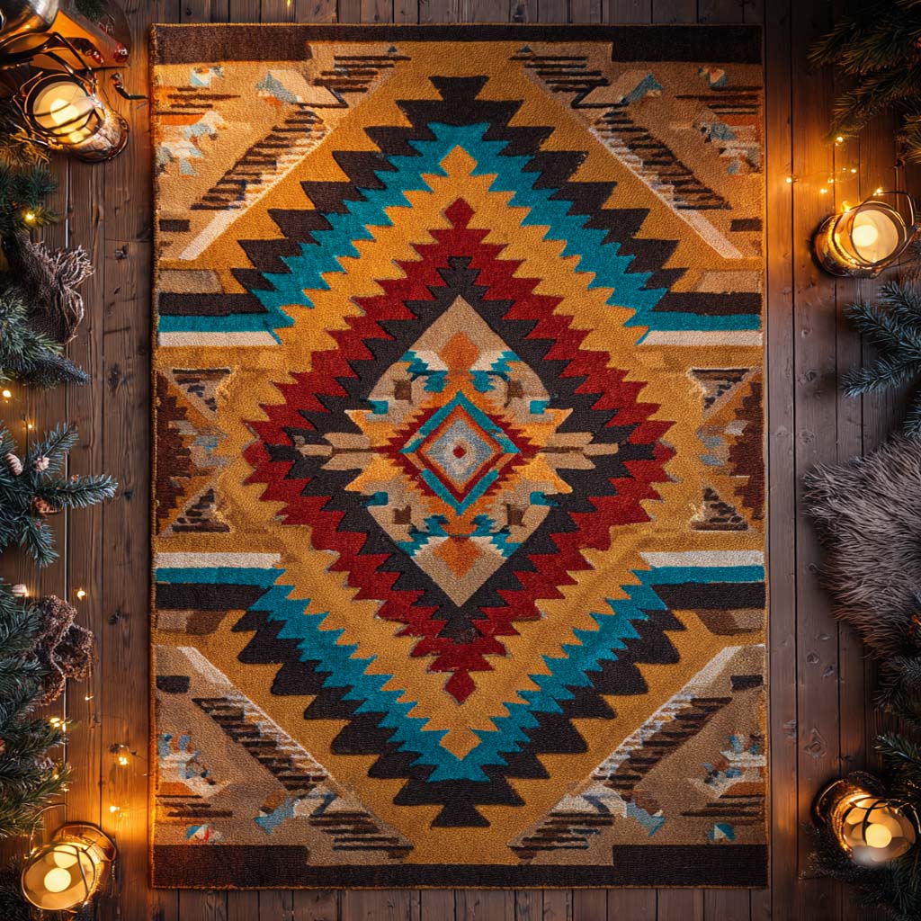 Canyon Sunrise Chevron area rug in a living room