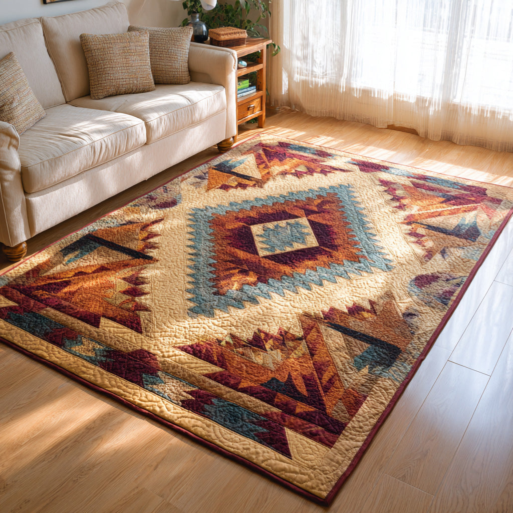 Canyon Sunset area rug in a living room